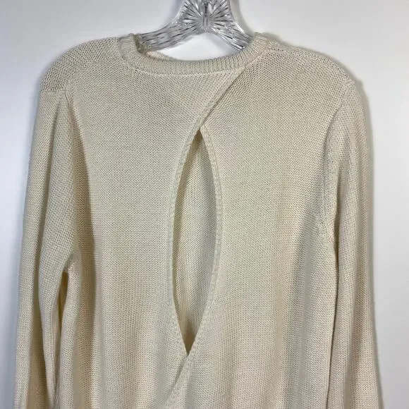 Zara Knit Cable Sweater Keyhole Back Ecru Size M - Picture 8 of 10